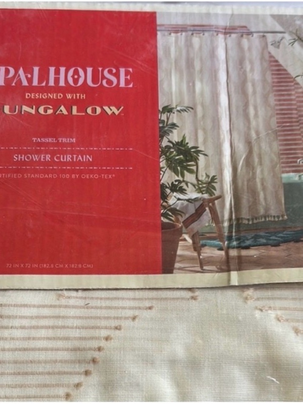 Opalhouse Cream and Tan Tassel-Trim Shower Curtain